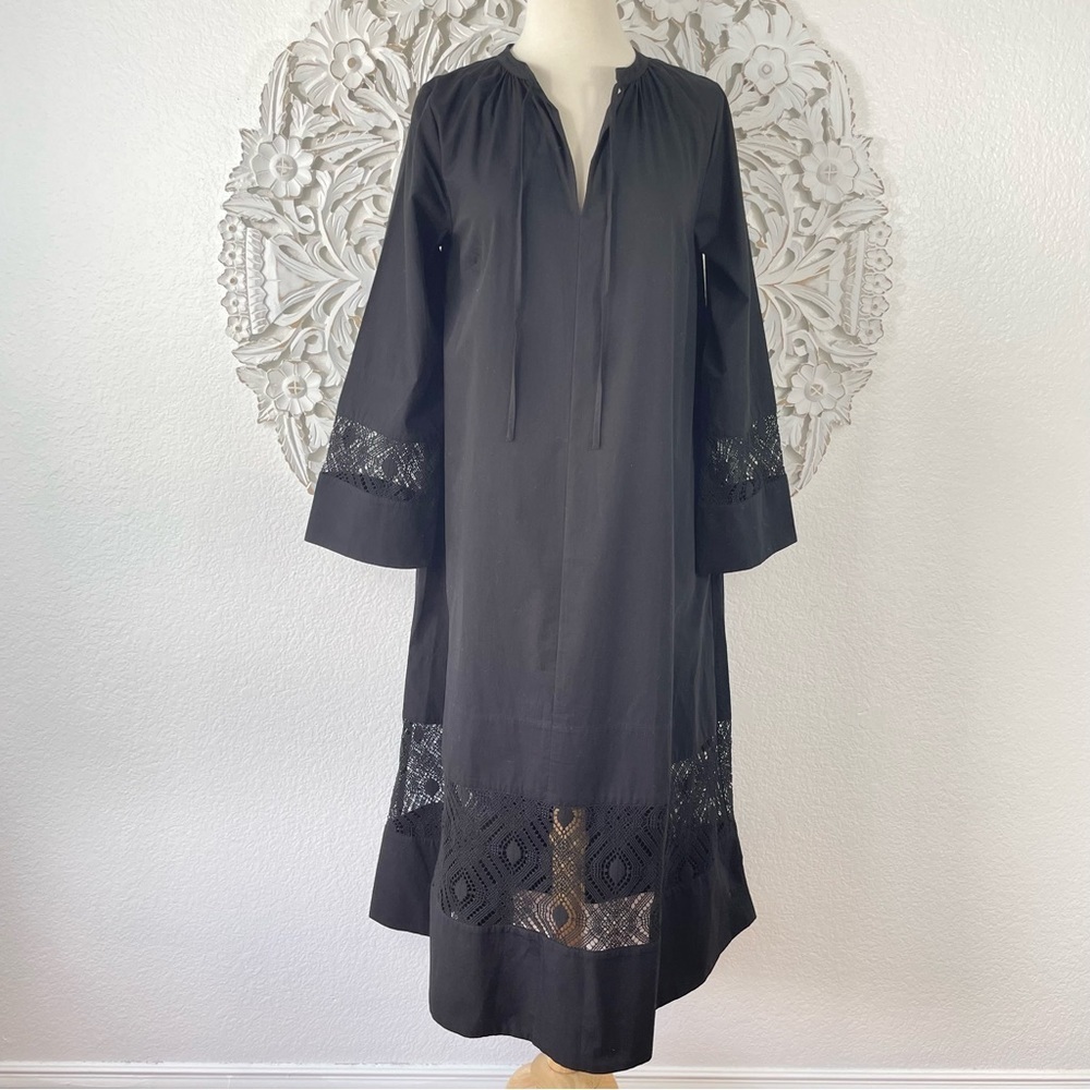 {Samsoe Samsoe} Sahell Black Organic Cotton Long Sleeve Midi Dress, Size XXS/2